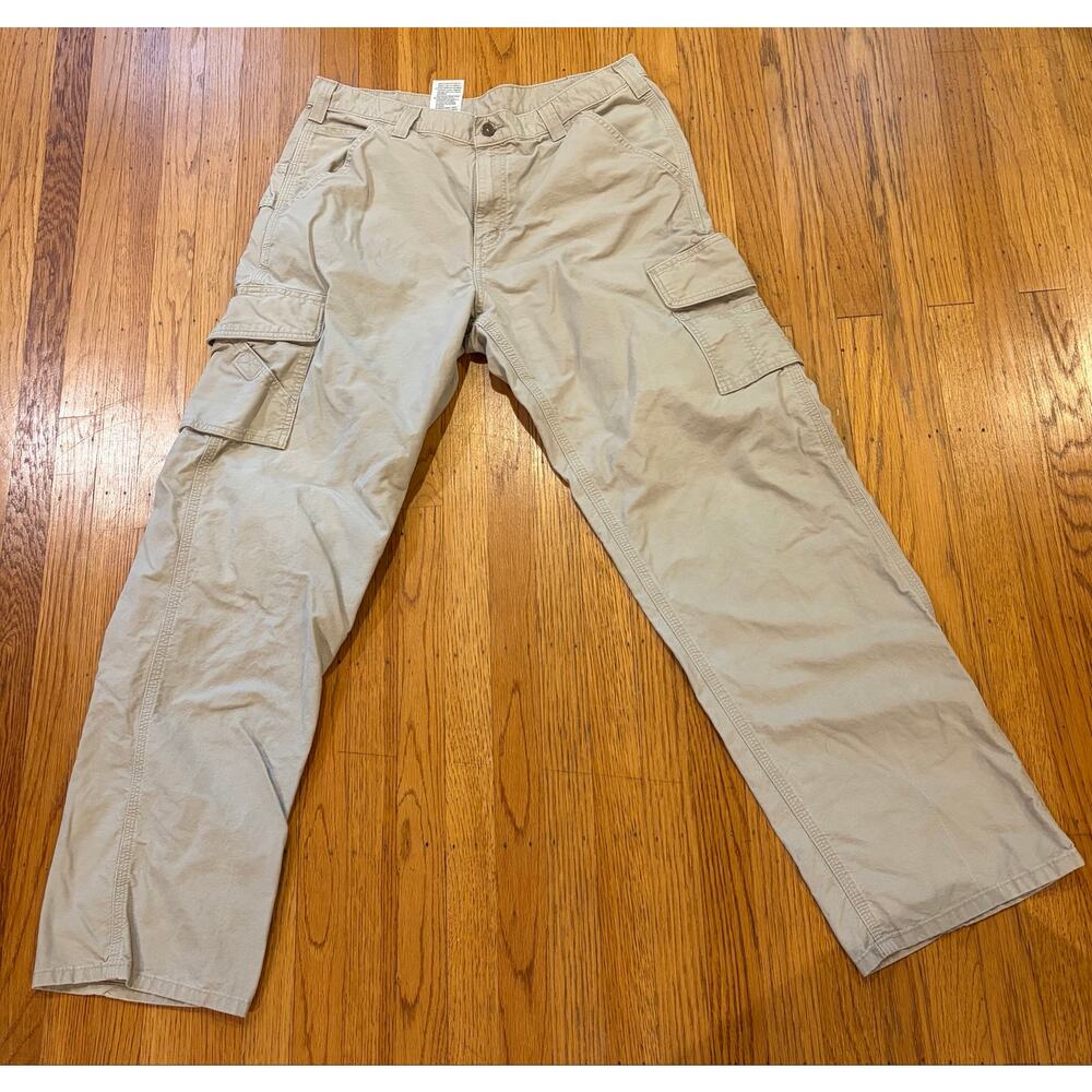 Carhartt Men’s Cargo Work Pants 36x34 Khaki Utility Relaxed Fit Workwear